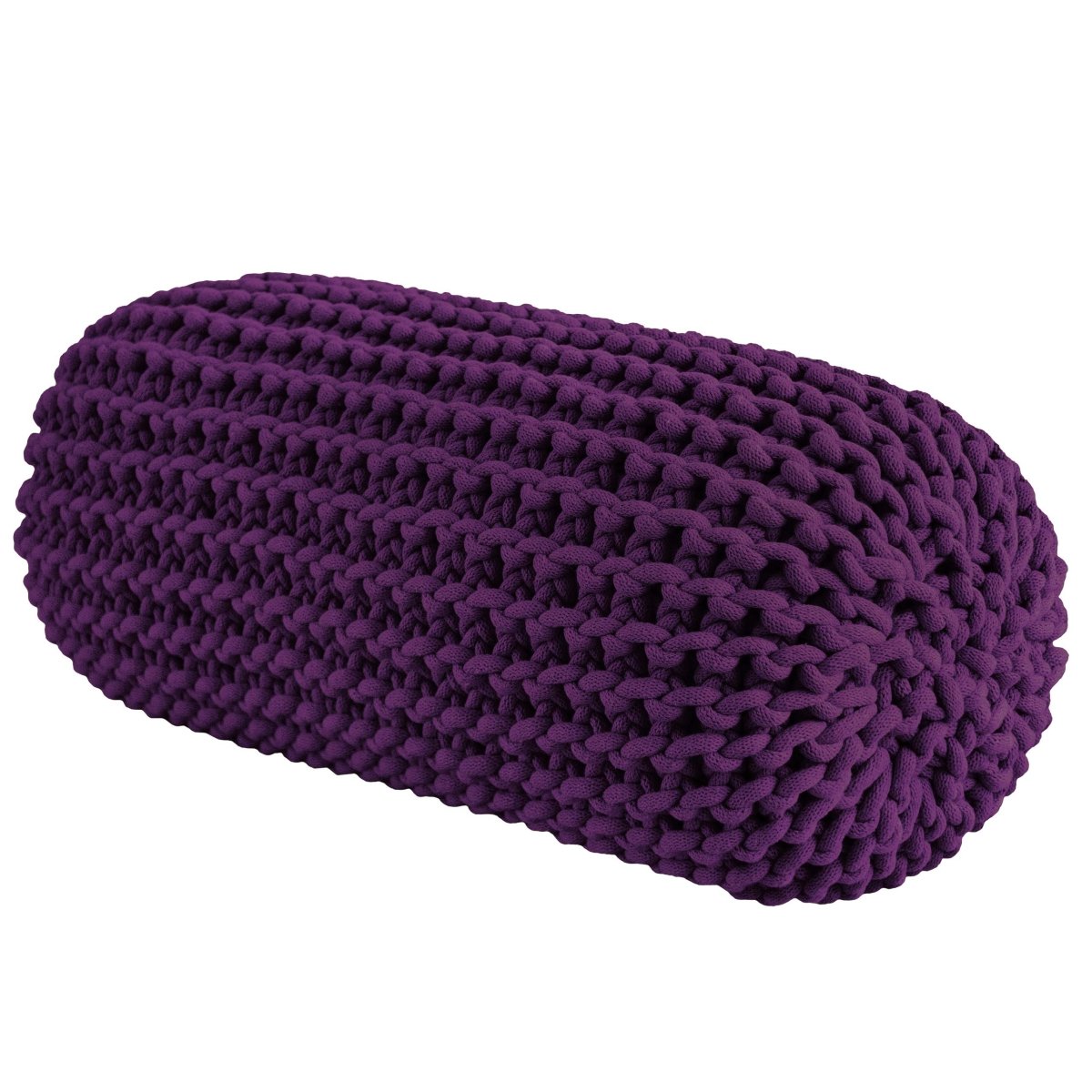 Chunky knitted bolster footrest | AUBERGINE - Zuri House