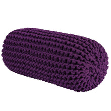 Chunky knitted bolster footrest | AUBERGINE - Zuri House