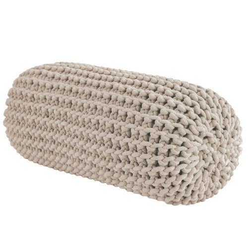 Chunky knitted bolster footrest | BEIGE - Zuri House