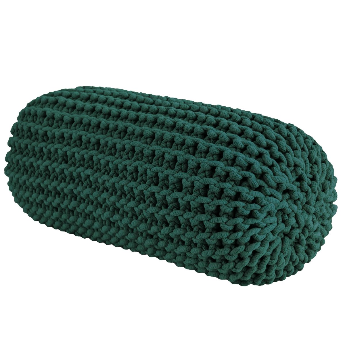 Chunky knitted bolster footrest | BOTTLE GREEN - Zuri House
