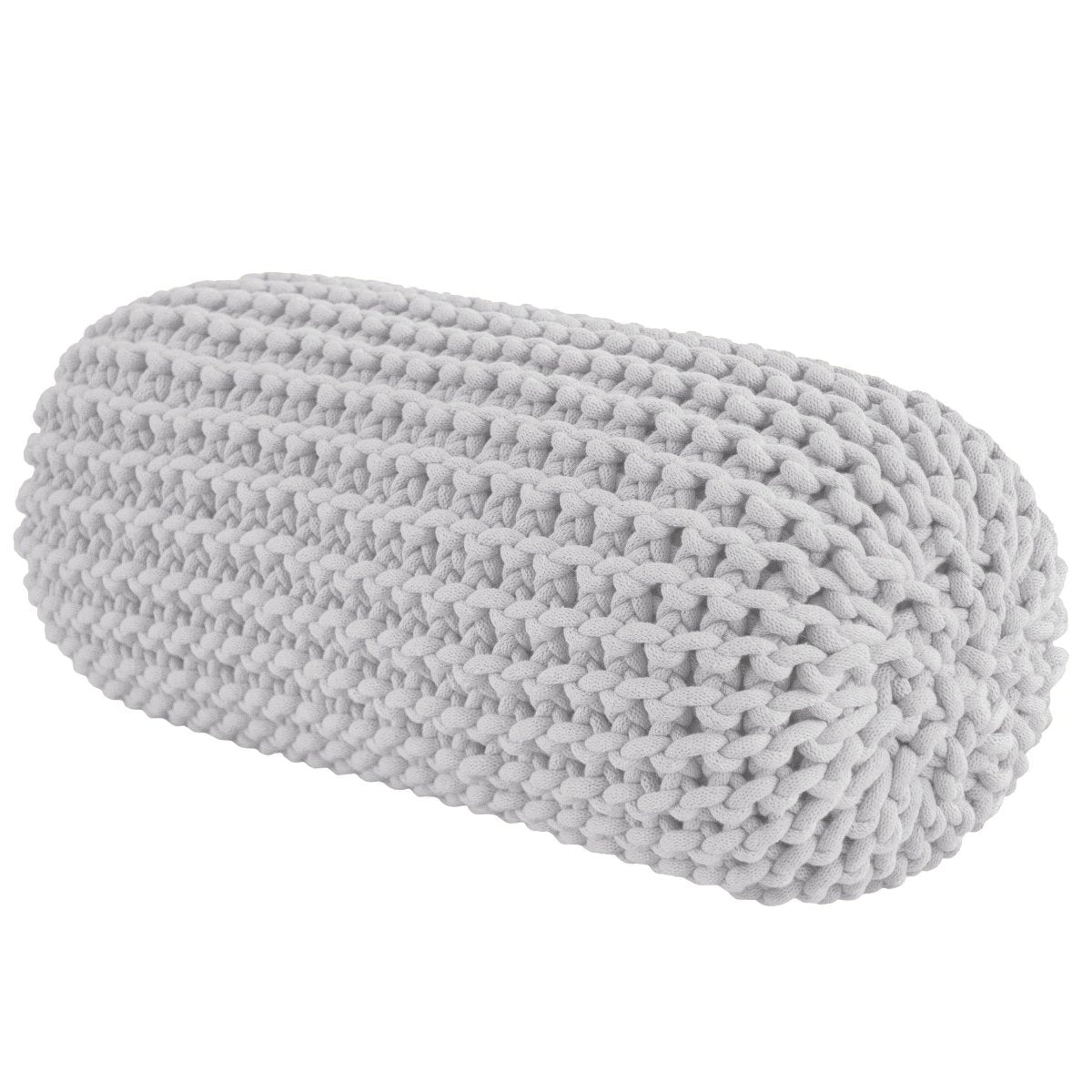 Chunky knitted bolster footrest | LIGHT GREY - Zuri House