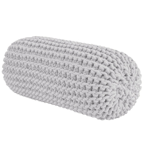 Chunky knitted bolster footrest | LIGHT GREY - Zuri House