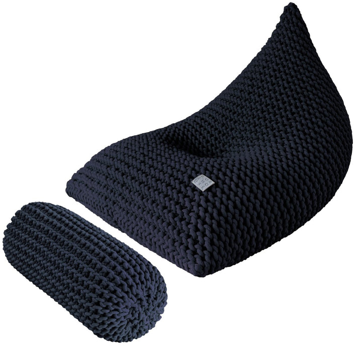 Chunky knitted bolster footrest | NAVY BLUE - Zuri House