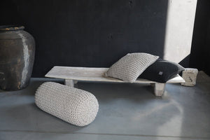 Chunky knitted bolster footrest | NAVY BLUE - Zuri House