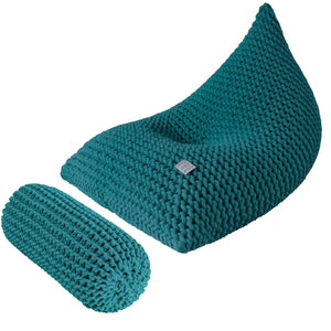 Chunky knitted bolster footrest | OCEAN BLUE - Zuri House