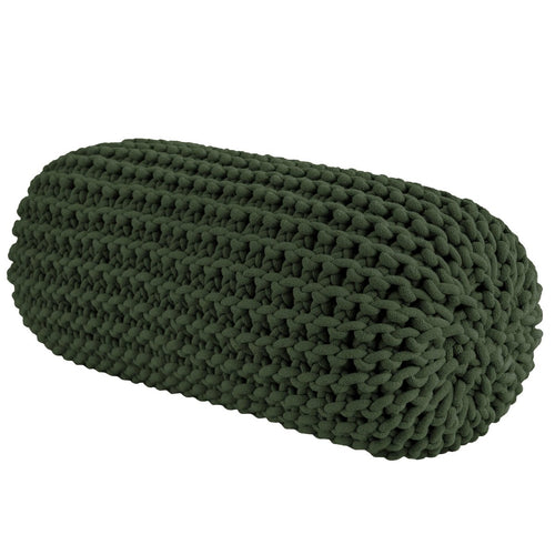 Chunky knitted bolster footrest | OLIVE GREEN - Zuri House