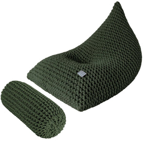 Chunky knitted bolster footrest | OLIVE GREEN - Zuri House