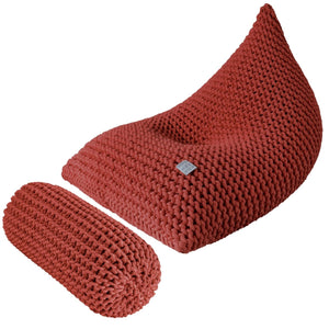 Chunky knitted bolster footrest | TERRACOTTA - Zuri House