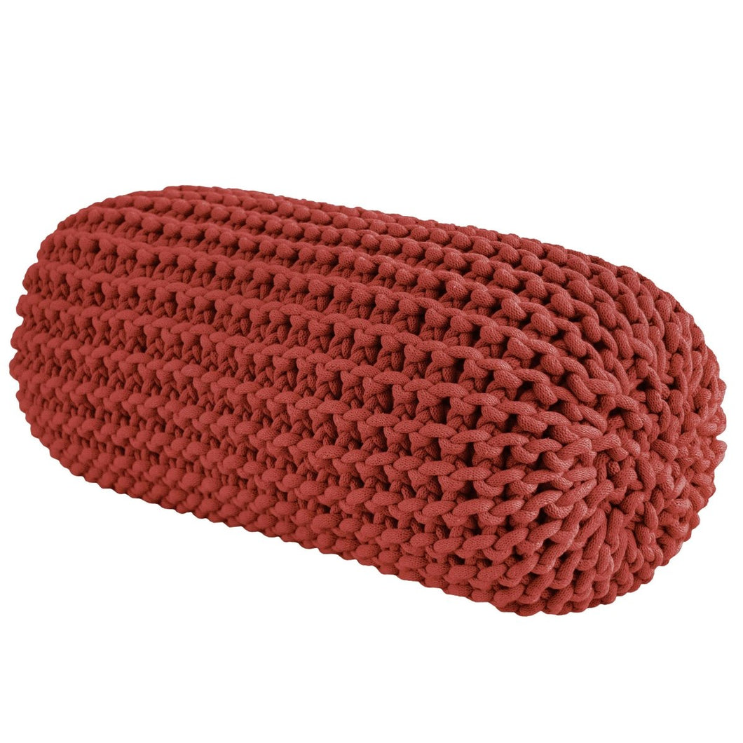 Chunky knitted bolster footrest | TERRACOTTA - Zuri House
