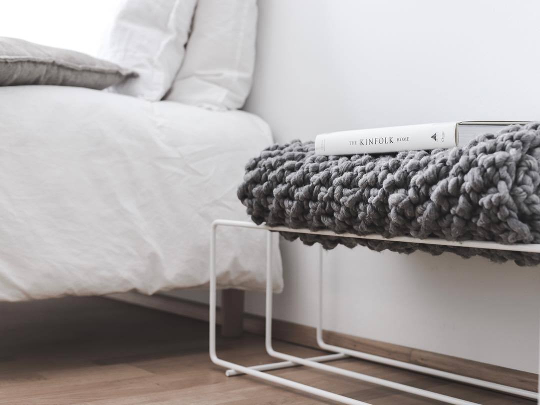 Chunky Merino Wool Blanket 75x100cm GREY MELANGE - Zuri House