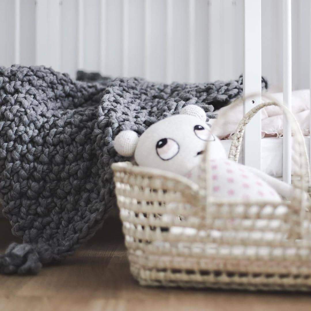 Chunky Merino Wool Blanket 75x100cm GREY MELANGE - Zuri House