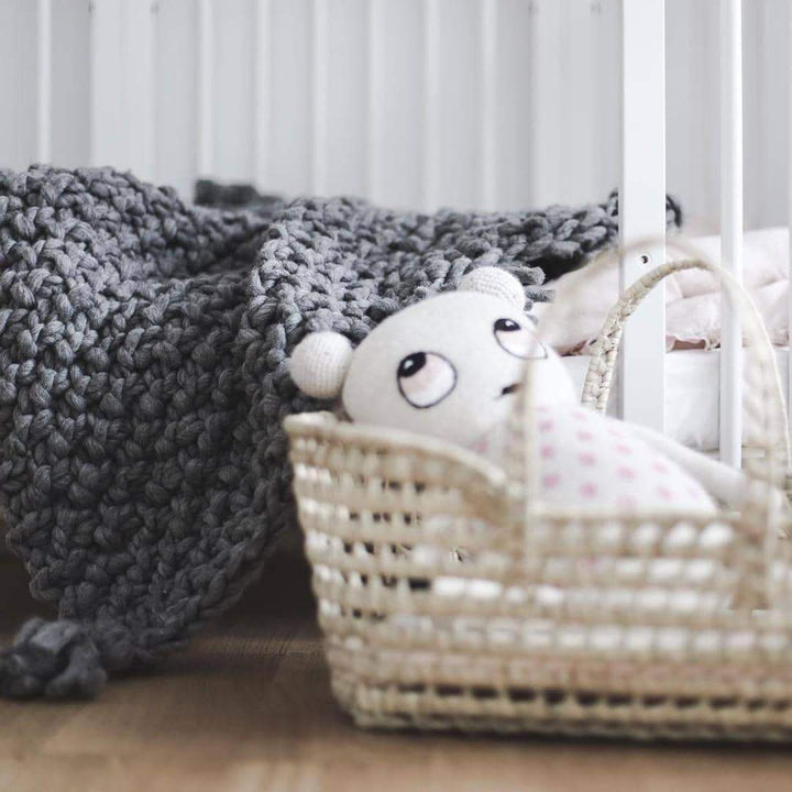 Chunky Merino Wool Blanket 75x100cm GREY MELANGE - Zuri House