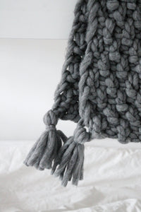 Chunky Merino Wool Blanket 75x100cm GREY MELANGE - Zuri House