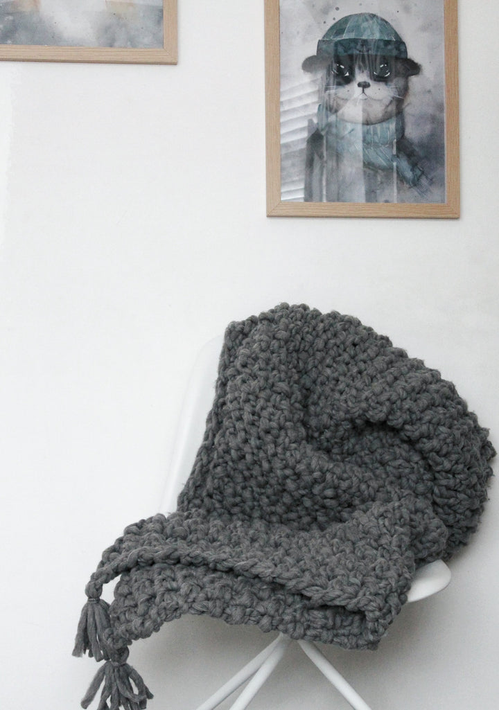Chunky Merino Wool Blanket 75x100cm GREY MELANGE - Zuri House