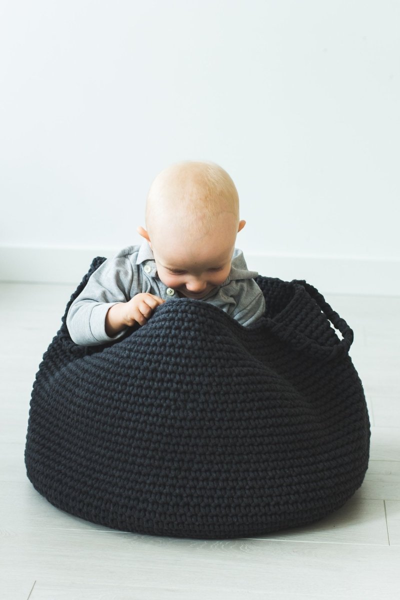 Crochet basket, size XL | CHARCOAL - Zuri House