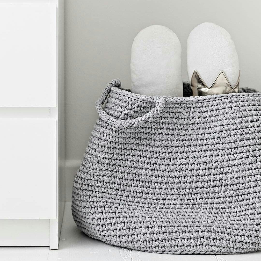 Crochet basket, size XL | LIGHT GREY - Zuri House