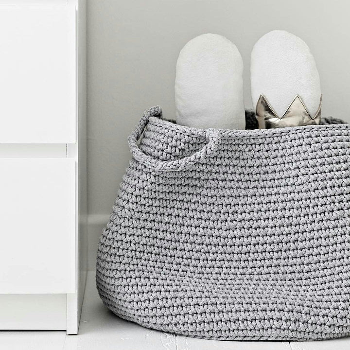 Crochet basket, size XL | LIGHT GREY - Zuri House