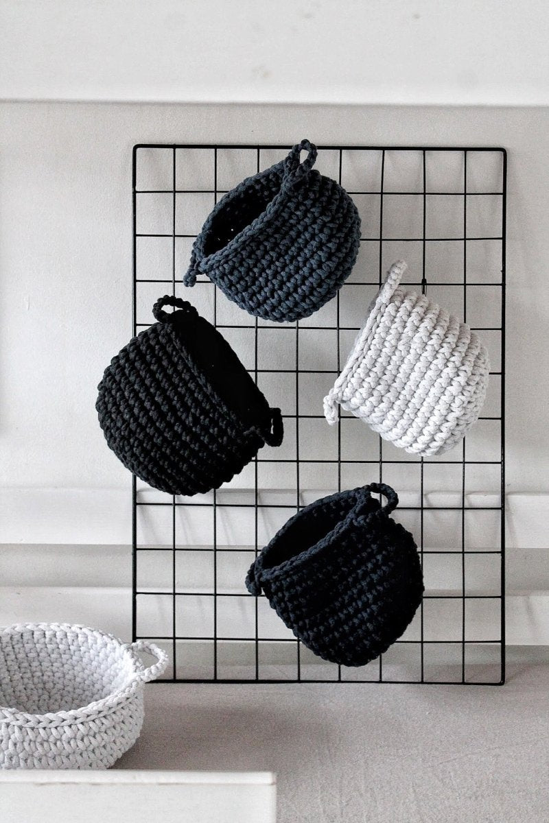 Crochet basket, Small | CHARCOAL - Zuri House