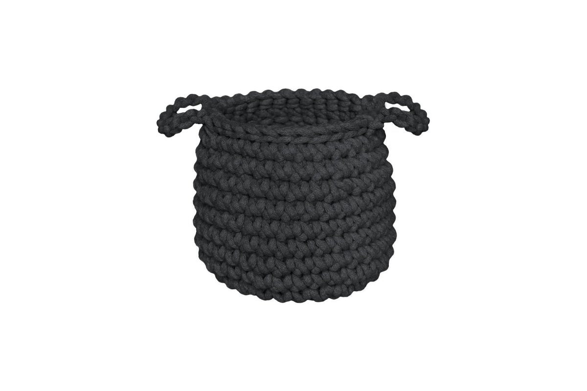 Crochet basket, Small | CHARCOAL - Zuri House