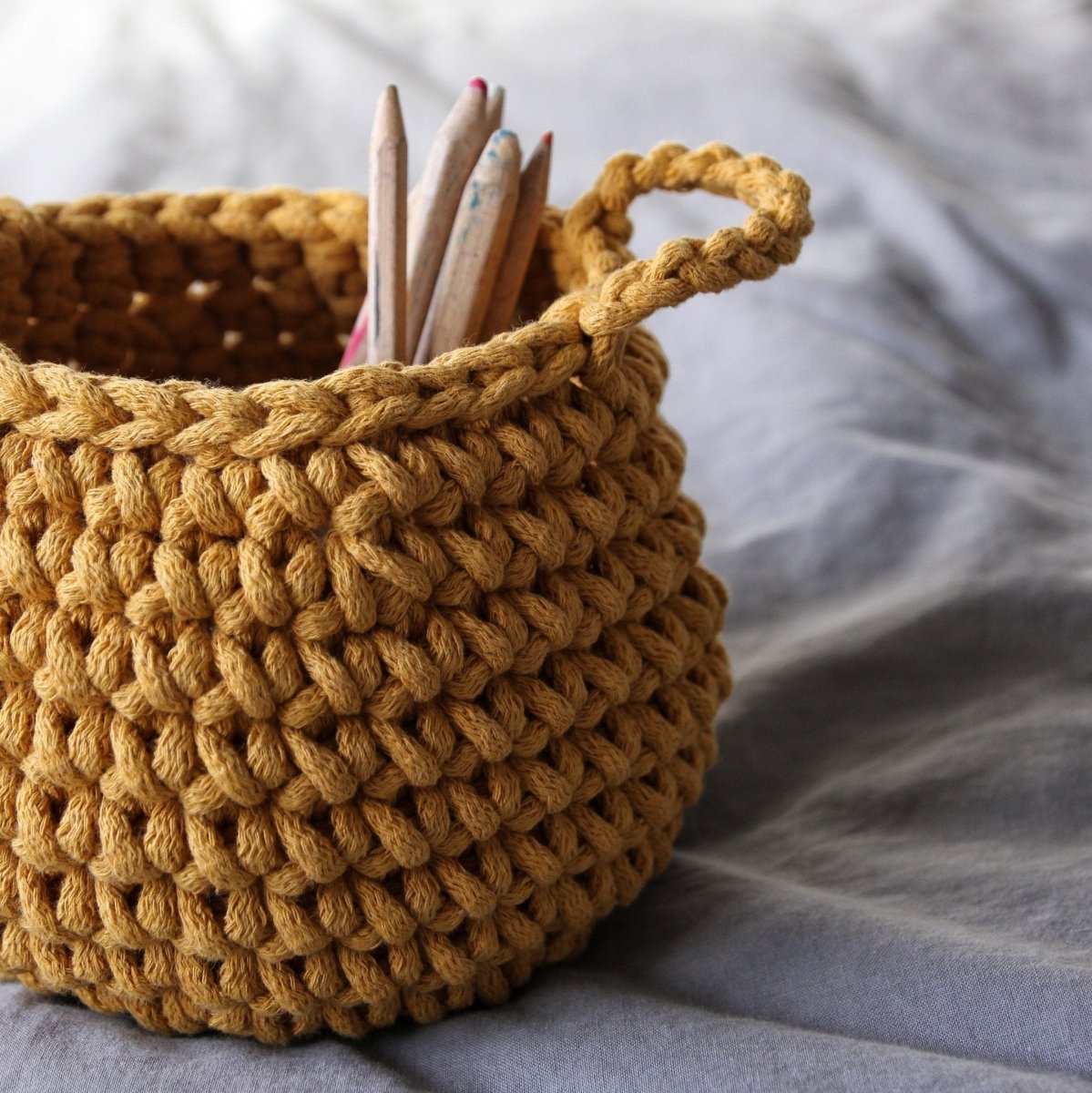 Crochet basket, Small | MUSTARD - Zuri House