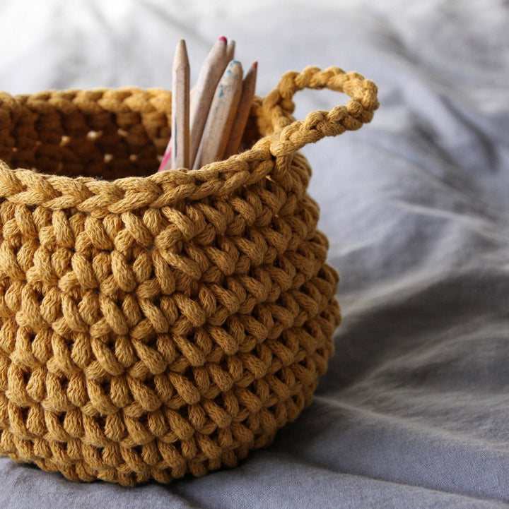 Crochet basket, Small | MUSTARD - Zuri House