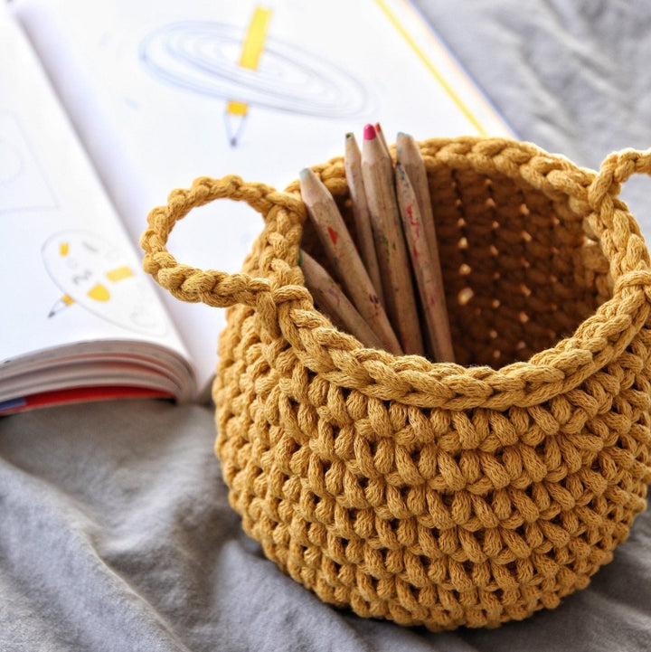 Crochet basket, Small | MUSTARD - Zuri House