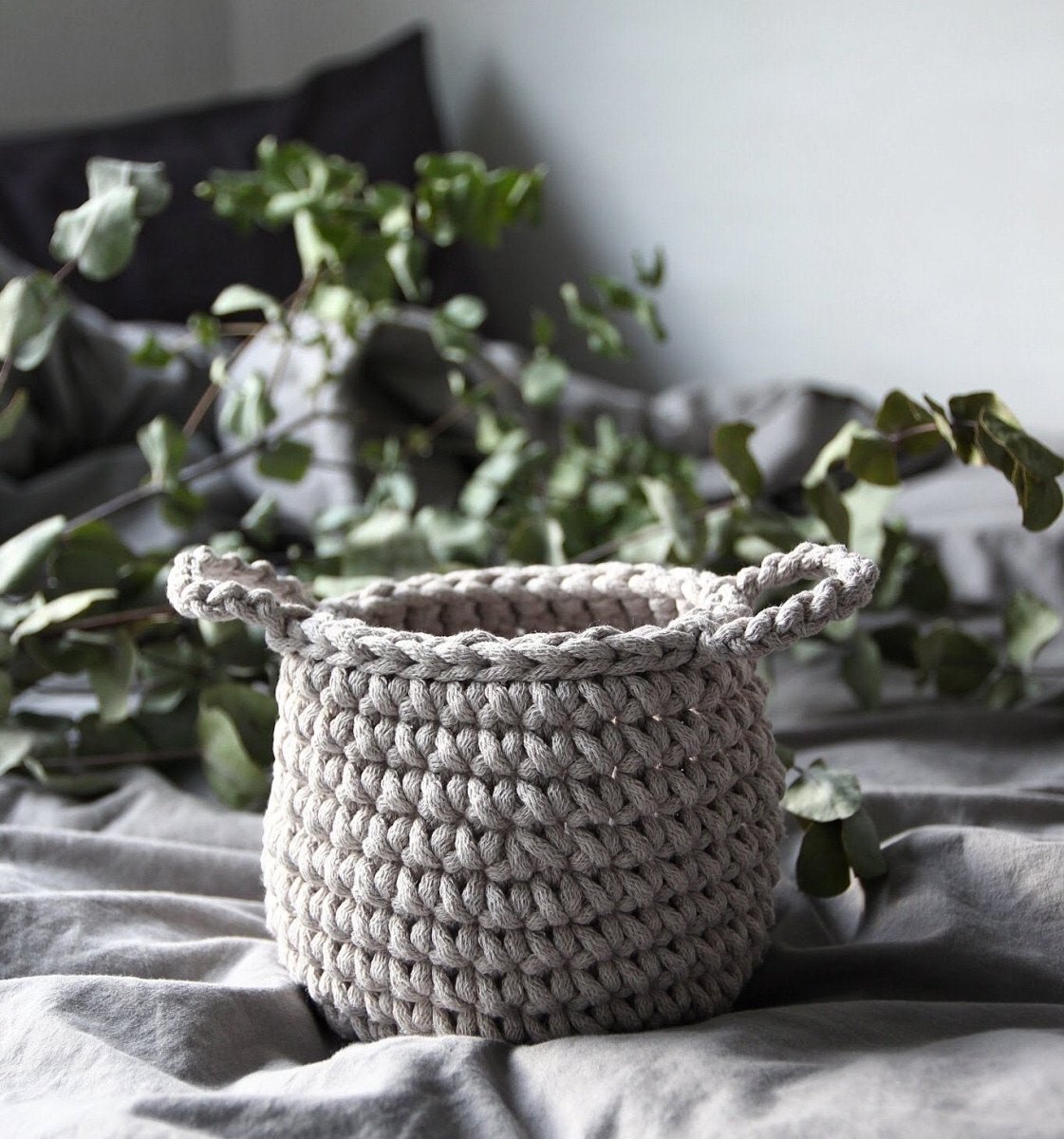 Crochet basket, Small | OATMEAL - Zuri House