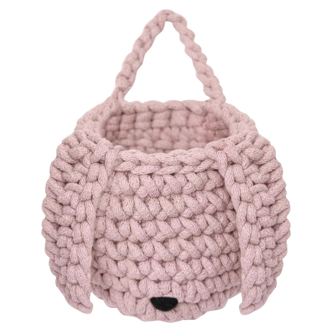 Crochet bunny basket | POWDER PINK - Zuri House