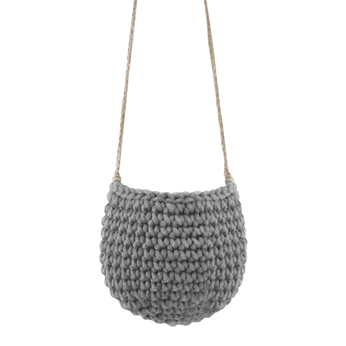 Crochet hanging basket, Small | DARK GREY - Zuri House