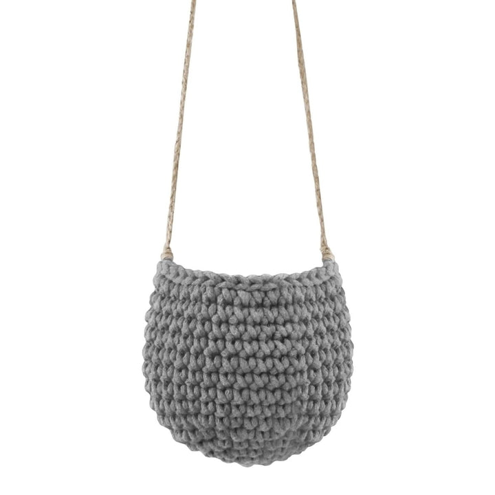 Crochet hanging basket, Small | DARK GREY - Zuri House
