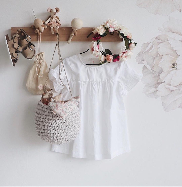 Crochet hanging basket, Small | OATMEAL - Zuri House