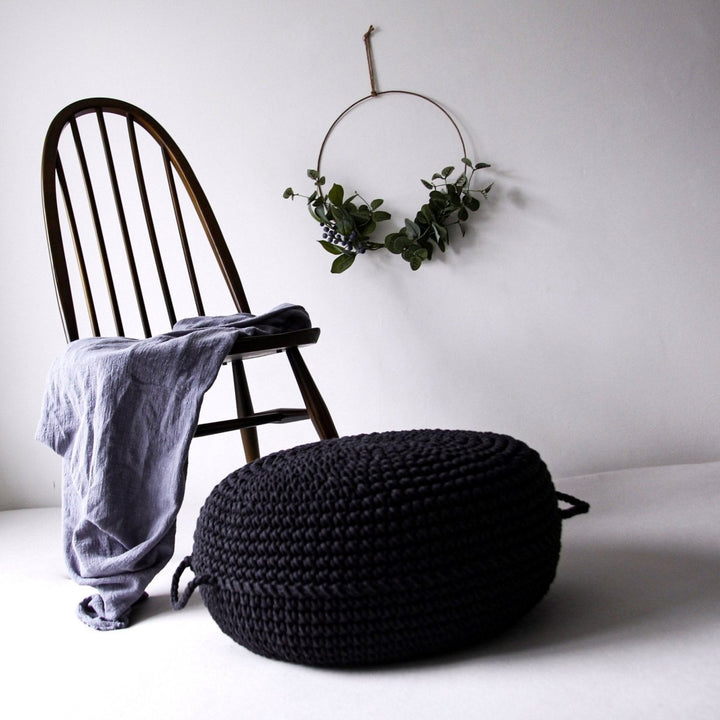Crochet ottoman | CHARCOAL - Zuri House