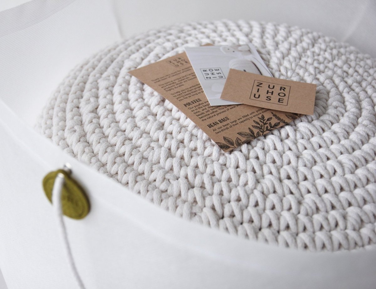 Crochet ottoman | IVORY - Zuri House