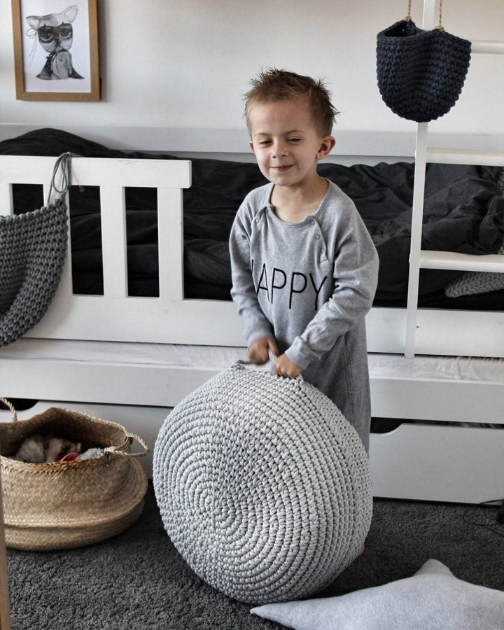 Crochet ottoman | LIGHT GREY - Zuri House