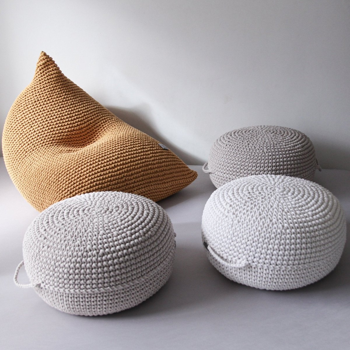 Crochet ottoman | OATMEAL - Zuri House