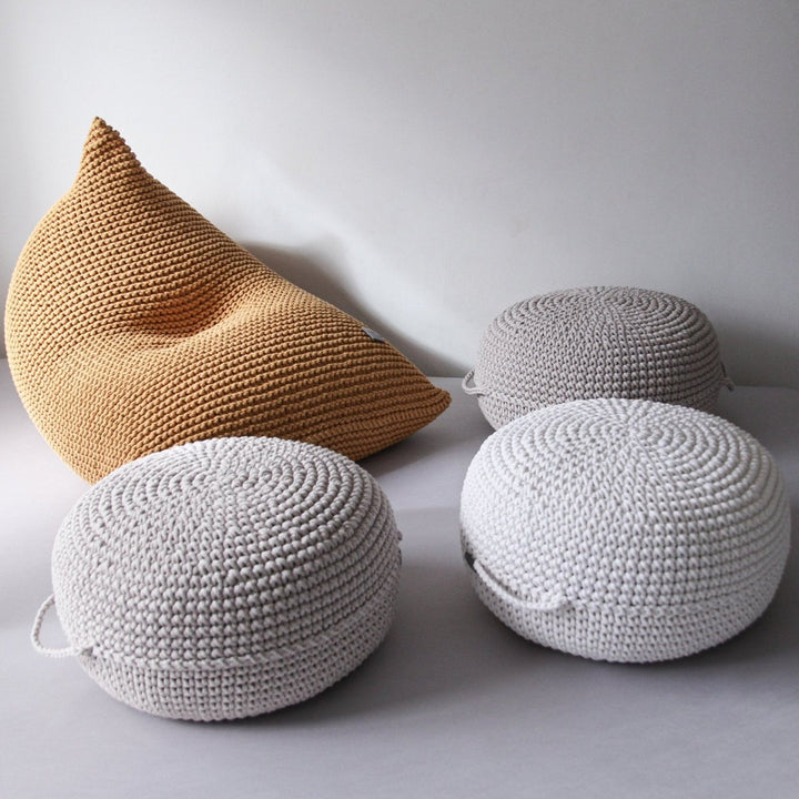 Crochet ottoman | OATMEAL - Zuri House