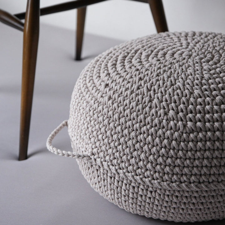 Crochet ottoman | OATMEAL - Zuri House
