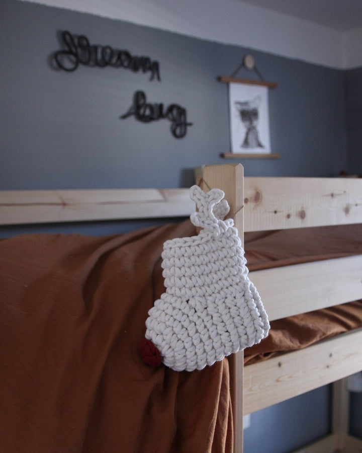 Crochet Reindeer Stocking IVORY & RED NOSE - Zuri House