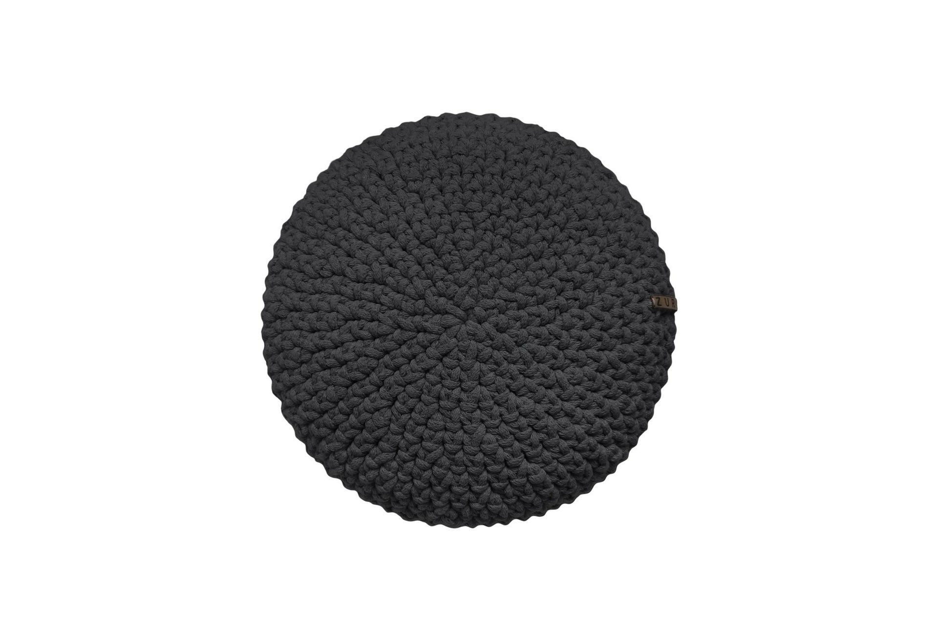 Crochet round cushion CHARCOAL - Zuri House