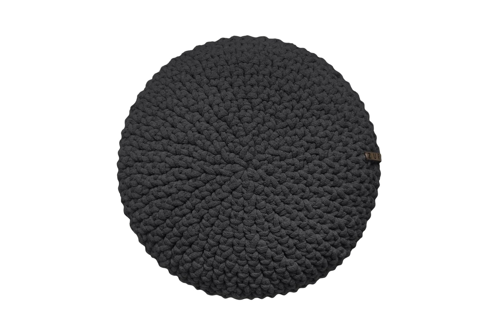 Crochet round cushion CHARCOAL - Zuri House