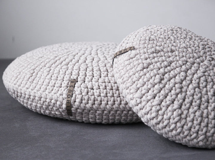 Crochet round cushion | OATMEAL - Zuri House