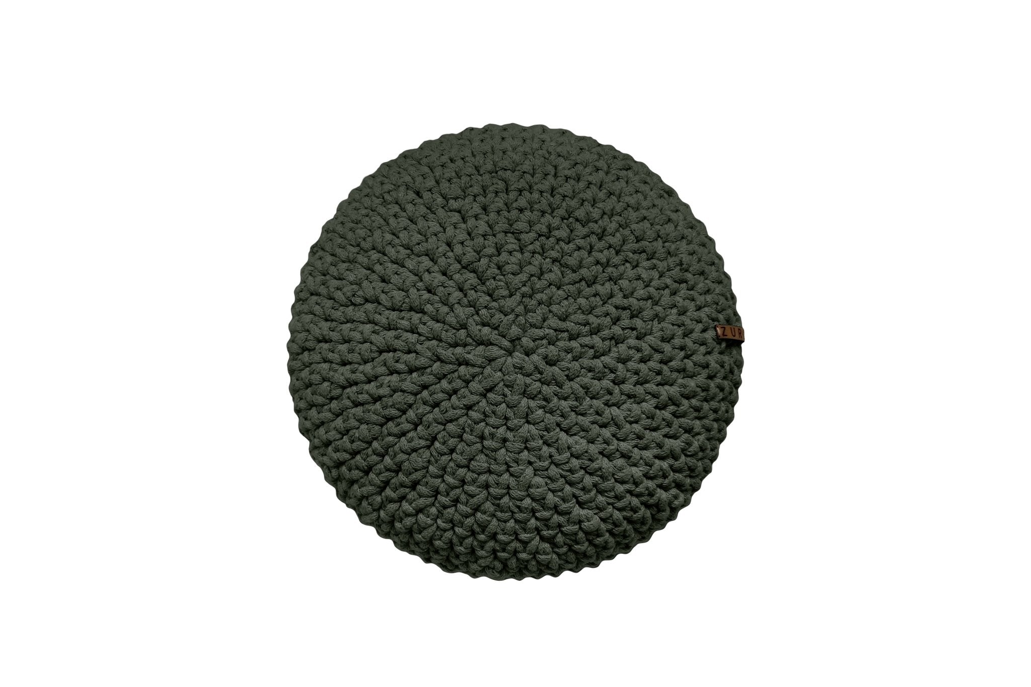 Crochet round cushion OLIVE GREEN - Zuri House