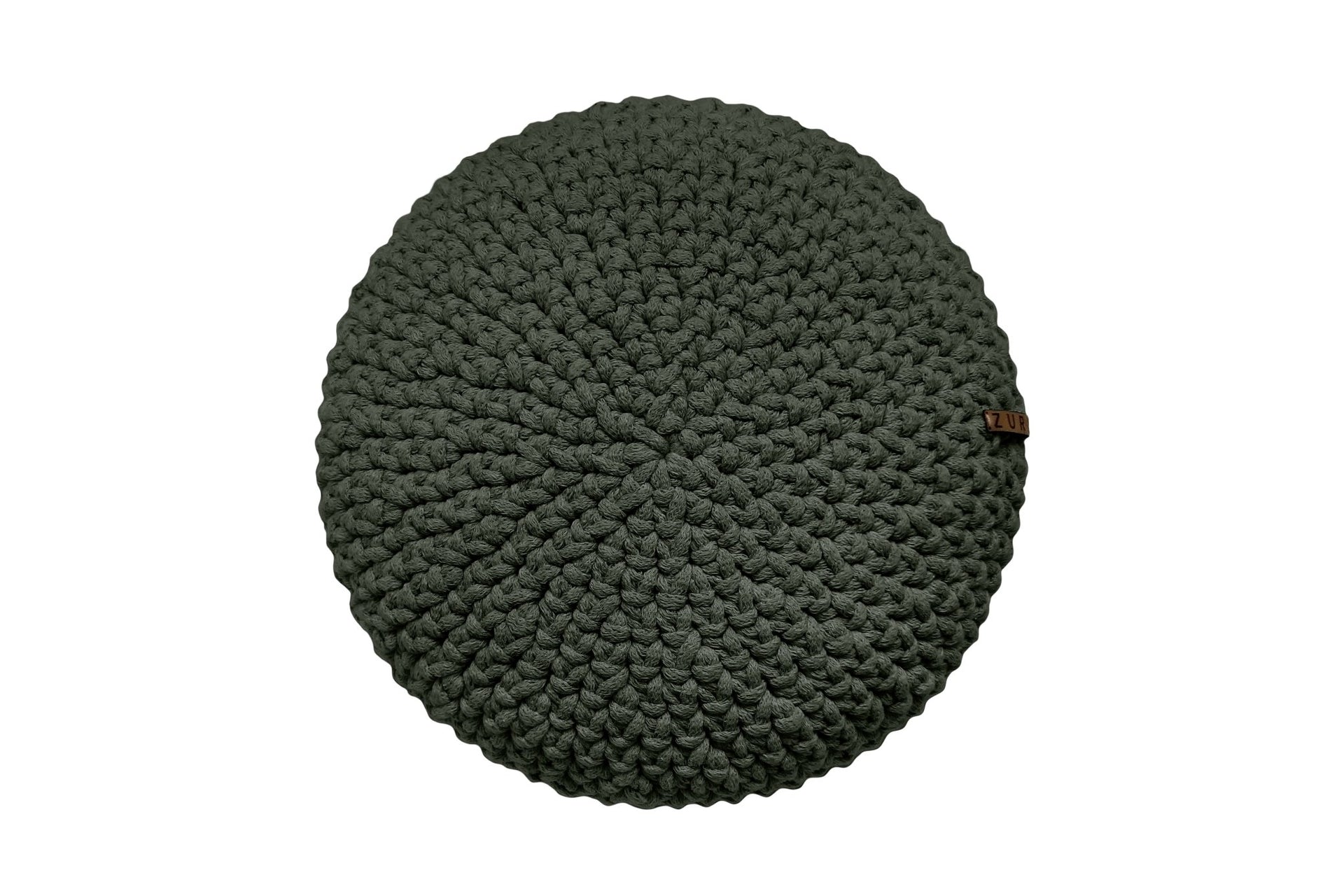 Crochet round cushion OLIVE GREEN - Zuri House