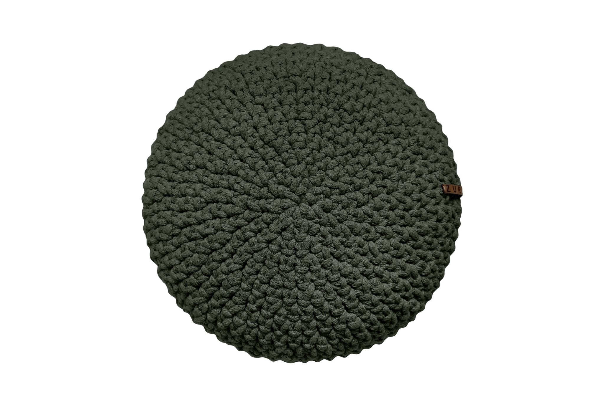 Crochet round cushion OLIVE GREEN - Zuri House