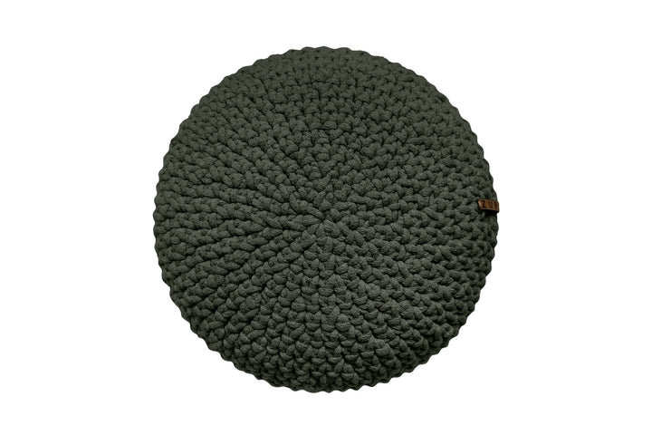Crochet round cushion OLIVE GREEN - Zuri House