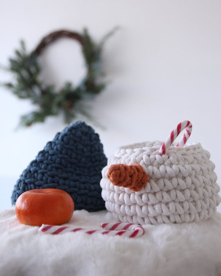 Crochet Snowman Basket | PETROL - Zuri House