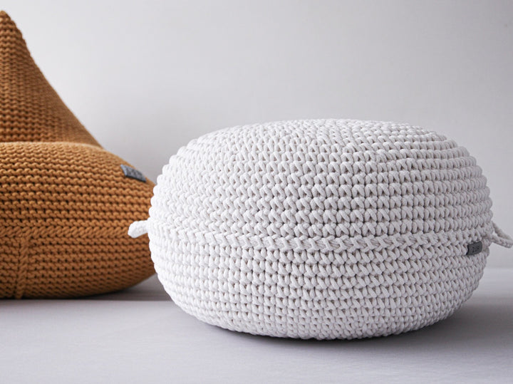 Crocheted ottoman IVORY - Zuri House