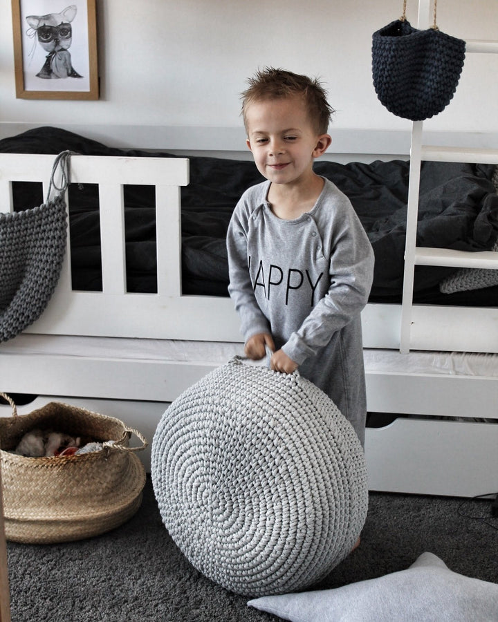 Crocheted ottoman LIGHT GREY - Zuri House