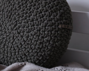 Crochet round cushion | OLIVE GREEN