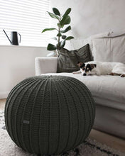Knitted pouffe, Large | OLIVE GREEN